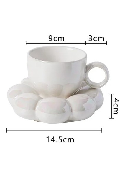 Beyaz Güzel Bulut Seramik Fincan ve Çay Tabağı Seti Ayçiçeği Serisi Kahvaltı Çay Saati Süt Kahve Kupa Ev Drinkware Doğum Günü Hediyesi 200 ml (Yurt Dışından)