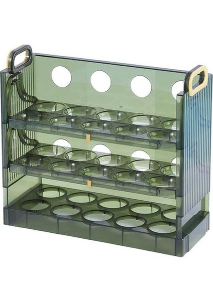 02 3 Katmanlar 30 Izgaralar Yumurta Saklama Kutusu Dönen 3 Katlı Yerden Tasarruf Sağlayan Yumurta Konteyner Ev Mutfak Tutucu Alet (Yurt Dışından)