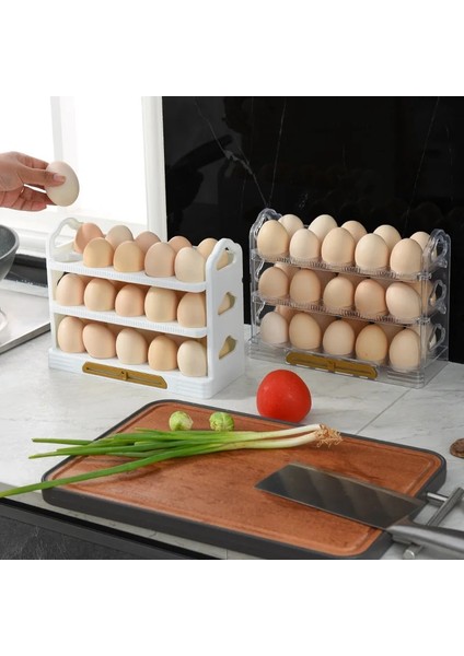 02 3 Katmanlar 30 Izgaralar Yumurta Saklama Kutusu Dönen 3 Katlı Yerden Tasarruf Sağlayan Yumurta Konteyner Ev Mutfak Tutucu Alet (Yurt Dışından) modelleri