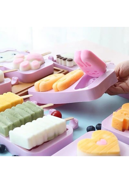 8x7 cm Silikon Dondurma Kalıp Yeniden Kullanılabilir Popsicle Kalıpları Dıy Ev Yapımı Sevimli Karikatür Dondurma Popsicle Buz Pop Maker Kalıp (Yurt Dışından) fırsatları