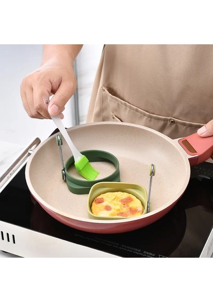 01 Silikon Çift Taraflı Yumurta Aracı Kahvaltı Yumurta Kalıp Saplı Kare Dairesel Çift Amaçlı Krep Makinesi Mutfak Aksesuarları (Yurt Dışından)