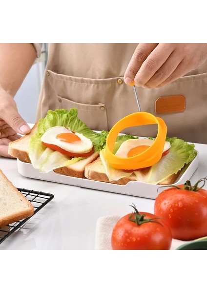 01 Silikon Çift Taraflı Yumurta Aracı Kahvaltı Yumurta Kalıp Saplı Kare Dairesel Çift Amaçlı Krep Makinesi Mutfak Aksesuarları (Yurt Dışından)