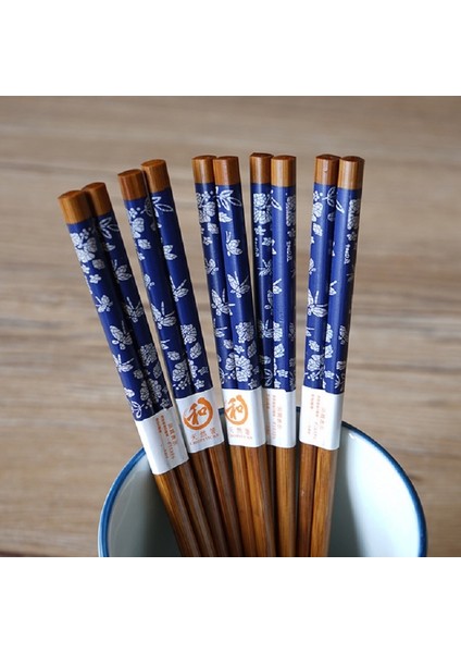 Renkli Çizgili Yeniden Kullanılabilir 5 Çift Set El Yapımı Bambu Japon Doğal Ahşap Çubuklarını Suşi Gıda Kedi Çiçek Çok Renkli Ahşap Çubuklarını (Yurt Dışından)