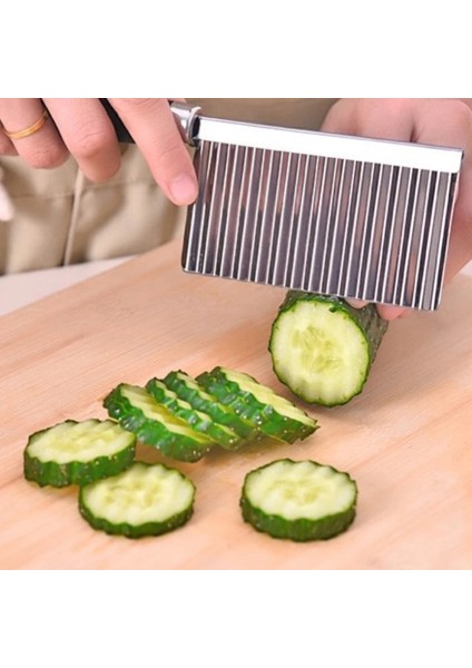 Açık Gri Patates Dalgalı Kenarlı Bıçak Paslanmaz Çelik Mutfak Alet Sebze Meyve Kesme Aleti Mutfak Aksesuarları Patates Kızartması Makinesi (Yurt Dışından) fırsatları