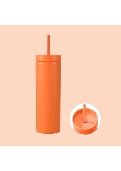 6 Hasır Kapaklar 460 Ml/16 Oz Plastik Saman Bardak Çift Katmanlı Su Şişeleri Kahve Fincanı Yeniden Kullanılabilir Sert Plastik Tumbler Kapaklı Drinkware Noel Hediyesi (Yurt Dışından)
