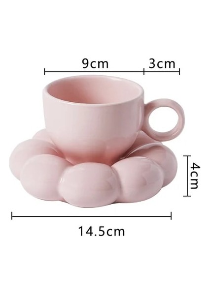 Pembe Güzel Bulut Seramik Fincan ve Çay Tabağı Seti Ayçiçeği Serisi Kahvaltı Çay Saati Süt Kahve Kupa Ev Drinkware Doğum Günü Hediyesi 200 ml (Yurt Dışından)
