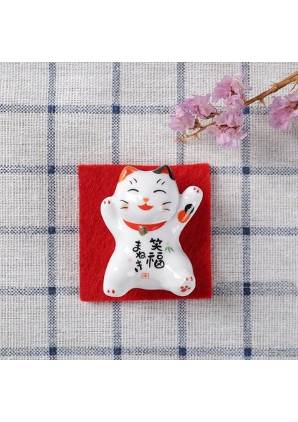 Stil 2 1 Adet Japon Tarzı Şanslı Kedi Seramik Çubuk Dinlenme Kırmızı Kumaş Mat Kaşık Raf Tutucu Dıy Ev Dekoru (Yurt Dışından)