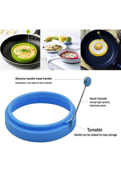 Kırmızı-Turuncu-Yeşilmavi 4 Adet Silikon Yumurta Halkaları Omlet Yuvarlak Yapışmaz Kızarmış Yumurta Kalıp Krep Makinesi Kalıpları Kahvaltı Yumurta Sandviç Pişirme Aletleri (Yurt Dışından)