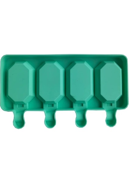 013 Yeşil Sekizgen Dondurma Silikon Kalıp 4 Kavite Magnum Silikon Kalıp Dıy Buz Kalıbı Kalıpları Yaratıcı Popsicle Kalıp Kek Dekorasyon (Yurt Dışından)