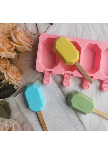 013 Yeşil Sekizgen Dondurma Silikon Kalıp 4 Kavite Magnum Silikon Kalıp Dıy Buz Kalıbı Kalıpları Yaratıcı Popsicle Kalıp Kek Dekorasyon (Yurt Dışından) indirimleri