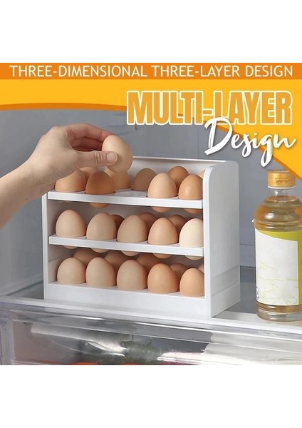 Yeşil Yumurta Kutusu 20/30 Izgaralar Yumurta Buzdolabı Saklama Kutusu 3 Katmanlı Taze Tutma Yumurta Raf Tutucu Yerden Tasarruf Sağlayan Mutfak Yumurta Tepsisi Mutfak Organizatör (Yurt Dışından) fırsatları