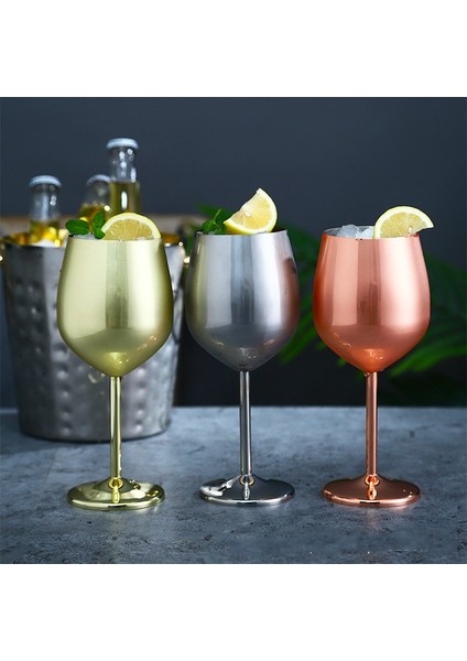 500ML4 301-400ML Paslanmaz Çelik Şampanya Kadehi Şarap Bardağı Kokteyl Cam Yaratıcı Metal Şarap Bardağı Bar Restoran Kadeh Gül Altın (Yurt Dışından)