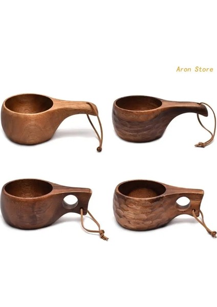 Stil 3 210 ml Finlandiya Kuksa Taşınabilir Ahşap Kahve Kupaları El Yapımı Süt Kupası Handgrip ile Kahvaltı Içme Mutfak Drinkware (Yurt Dışından)