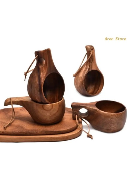 Stil 3 210 ml Finlandiya Kuksa Taşınabilir Ahşap Kahve Kupaları El Yapımı Süt Kupası Handgrip ile Kahvaltı Içme Mutfak Drinkware (Yurt Dışından)