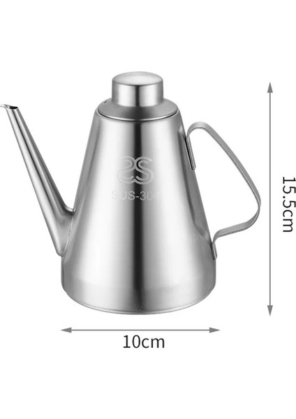 Gümüş Paslanmaz Çelik Sirke Pot Şişe Yağ Dağıtıcı Yemeklik Yağ Kabı Baharat Pot Mutfak Aletleri (500 ml Küçük Boy 14 Cm) (Yurt Dışından)