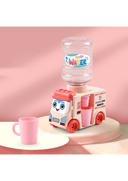 Pembe Otobüs Mini Su Sebili Bebek Oyuncak Içme Suyu El Basın Su Şişesi Pompası Soğutucu Gerçekçi Sevimli Çocuk Cosplay Sahne (Yurt Dışından)