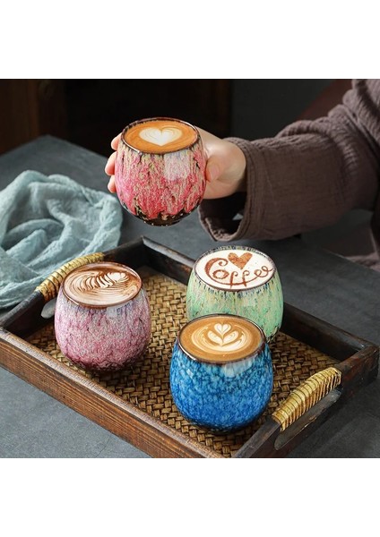 L 250 ml Retro Fırın Seramik Espresso Kahve Fincanı Ev Kung Fu Çay Bardağı Yaratıcı Tasarım Ev Su Bardağı Latte Bardak (Yurt Dışından)