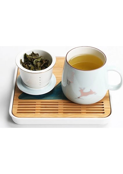 I Seramik Filtre Çay Fincanı Basit Büyük Kapasiteli Çift Drinkware Ev Kahve Kapaklı Kupa Porselen Ofis Çay Ayırma Fincan (Yurt Dışından)