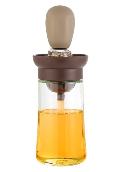 Barbekü Fırçalı Kahve Yağı Dağıtıcı Şişesi 2'si 1 Arada Cam Zeytinyağı Dağıtıcı Şişesi Sıkma Yağ Şişesi Pişirme Için Yağ Dağıtıcısı (Yurt Dışından)