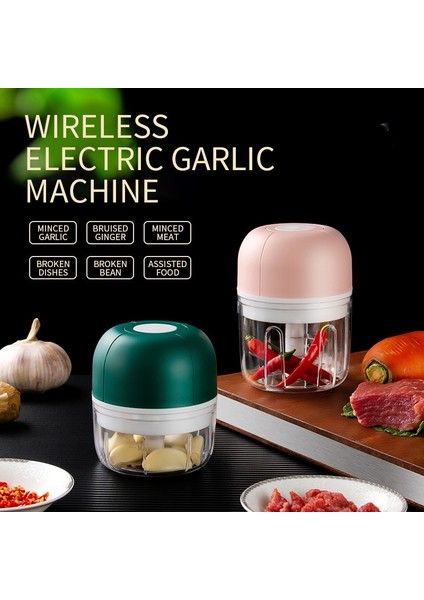 250 ml Yeşil 100/250 ml Elektrikli Sarımsak Ezici Sebze Biber Et Kıyıcı Basın USB Ücretli Mini Öğütücü Yiyecek Mikseri Mutfak Aksesuarları (Yurt Dışından) modelleri