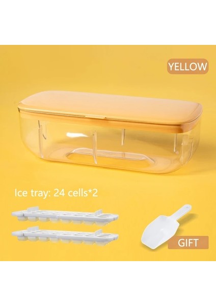 48 Hücre Sarı 2 In 1 Buz Küpü Yapma Kalıp Silikon Pres Tipi Buz Kübik Makinesi Dıy Yaratıcı Mutfak Alet Yaz Soğutma Içeceği Buz Tepsisi Aracı (Yurt Dışından)
