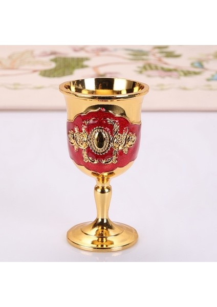 14 30ML Mini Şarap Bardağı Alüminyum Alaşım Sahte Antika Retro Oyma Kadeh Altın Avrupa Tarzı Ev Bar Vintage Dekor Yaratıcı Hediye (Yurt Dışından)