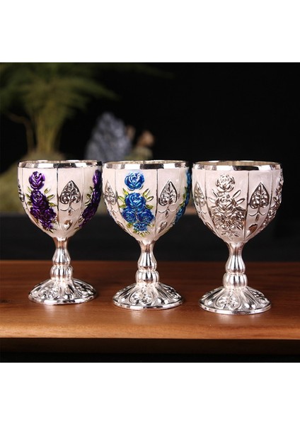 14 30ML Mini Şarap Bardağı Alüminyum Alaşım Sahte Antika Retro Oyma Kadeh Altın Avrupa Tarzı Ev Bar Vintage Dekor Yaratıcı Hediye (Yurt Dışından)