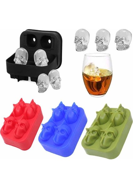 B Silikon 3D Kafatası Buz Küpü Tepsi Dıy Buz Topu Kalıp Viski Şarap Kokteyl Buz Küpü Makinesi Çikolata Pasta Kalıp Pojemniki Do Lodu (Yurt Dışından) fırsatları