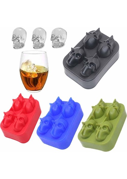 B Silikon 3D Kafatası Buz Küpü Tepsi Dıy Buz Topu Kalıp Viski Şarap Kokteyl Buz Küpü Makinesi Çikolata Pasta Kalıp Pojemniki Do Lodu (Yurt Dışından) indirimleri