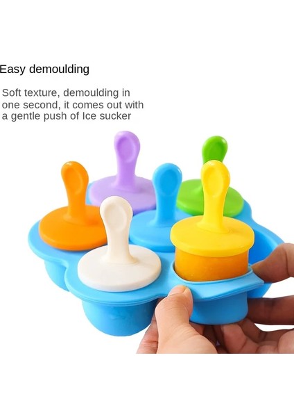 Mavi 7 Delik Dondurma Buz Pops Kalıp Gıda Sınıfı Silikon Popsicle Kalıp Buz Yapım Makinesi Bebek Gıda Takviyesi Araçları (Yurt Dışından)