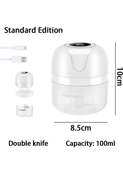 Beyaz (100ML) Sarımsak Kırıcı Rende Basın Dicer Mutfak Robotları Öğütücü Kıyıcı Kıyma Makinesi Elektrikli Mini Sarımsak Blender Mutfak Aksesuarları (Yurt Dışından)