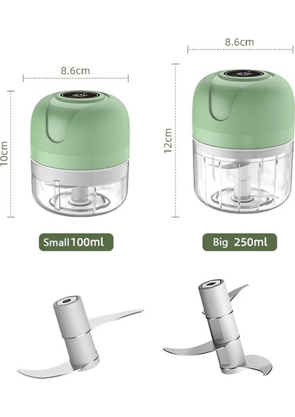 Yeşil Çift Fincan 100/250 ml Mini USB Kablosuz Elektrikli Sarımsak Ezici Basın Kıyma Sebze Biber Kıyma Makinesi Gıda Parçalayıcı Karıştırıcılar Mutfak Aletleri (Yurt Dışından)