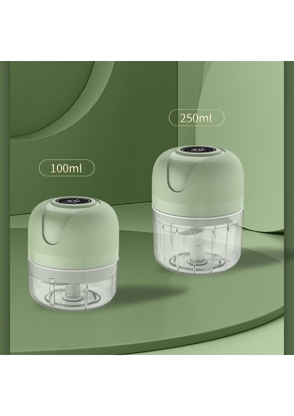 Yeşil Çift Fincan 100/250 ml Mini USB Kablosuz Elektrikli Sarımsak Ezici Basın Kıyma Sebze Biber Kıyma Makinesi Gıda Parçalayıcı Karıştırıcılar Mutfak Aletleri (Yurt Dışından)