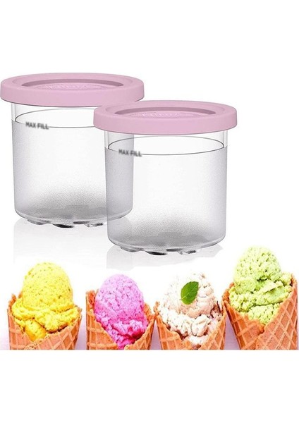 2 Adet Pembe 2 Adet/4 Adet Dondurma Pint Bardak Nınja-Creamı NC299AMZ/NC300S Serisi Dondurma Yapma Makinesi Değiştirmeleri Saklama Kavanozu Sızdırmazlık Kapaklı (Yurt Dışından)