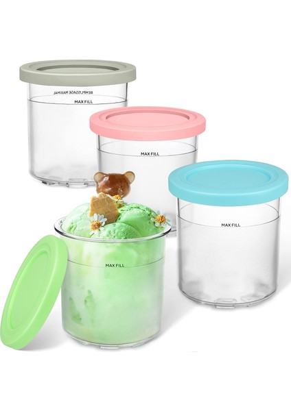 2 Adet Pembe 2 Adet/4 Adet Dondurma Pint Bardak Nınja-Creamı NC299AMZ/NC300S Serisi Dondurma Yapma Makinesi Değiştirmeleri Saklama Kavanozu Sızdırmazlık Kapaklı (Yurt Dışından)