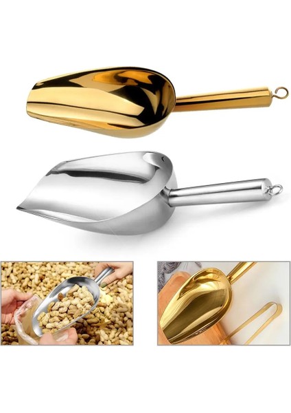 Gümüş Paslanmaz Çelik Buz Kepçe Şeker Buz Kazıyıcı Büfe Bar Gıda Ölçme Kepçe Kürek Un Kuru Mallar Kürek Mutfak Küreği Gadget (Yurt Dışından) indirimleri