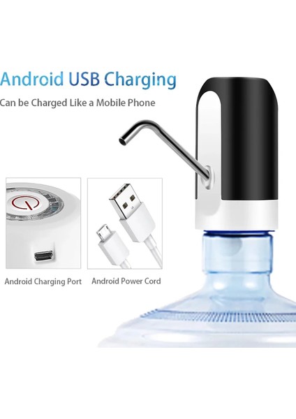 Siyah Ev Aletleri Su Şişesi Pompası Mini Namlulu Su Elektrikli Pompa USB Şarj Otomatik Taşınabilir Su Sebili Içecek Sebili (Yurt Dışından) fırsatları
