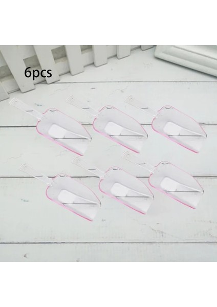 Pembe 17X5.7 cm 6 Pcs Mini Plastik Buz Kepçeleri Buz Kürekleri Buz Küreği Çok Fonksiyonlu Düğün Doğum Günü Partisi Tatlı Şeker Tahıl Un Kepçe (Yurt Dışından)