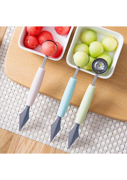 Iskandinav Yeşil Mutfak Aksesuarları Çift Kafalı Paslanmaz Çelik Oyma Bıçağı Meyve Karpuz Dondurma Balye Kepçe Yığınları Kaşık Ev Gadget'lar (Yurt Dışından) indirimleri