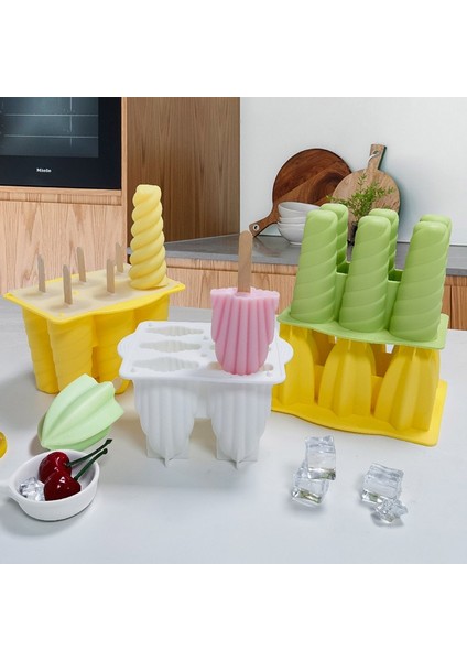 Koni Yeşil Yeni 6 Delik Silikon Dondurma Formları Popsicle Kalıpları Dıy Ev Yapımı Tatlı Meyve Suyu Buz Pop Küp Stereo Kalıp Kapaklı Çubuklar (Yurt Dışından) fırsatları