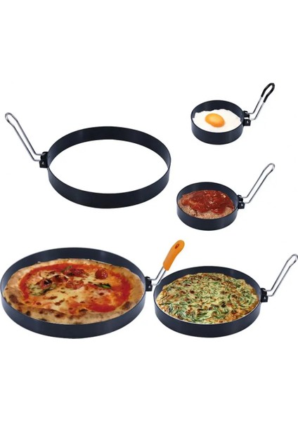 5 Adet Paslanmaz Çelik Yumurta Halkası Kolay Depolama Kalıp Paslanmaz Çelik Yumurta Halkası Seti Silikon Saplı Omlet Kalıpları Ev Mutfak Için (Yurt Dışından)