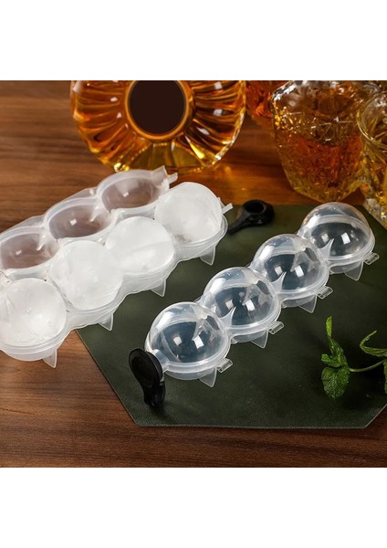 GREY2-23X6.5X5.5CM 4 Delik Buz Küpü Makinesi Yuvarlak Buz Hokeyi Kalıp Viski Kokteyl Votka Topu Buz Kalıp Bar Parti Mutfak Buz Kutusu Dondurma Makinesi Aracı (Yurt Dışından)