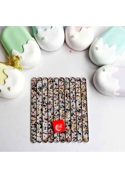 Siyah 10 Adet Renkli Akrilik Dondurma Çubuğu Payet Dondurma Çubuğu Ev Yapımı Dondurma Yeniden Kullanılabilir Dondurma Kalıp Peynir Çubukları Aksesuarları (Yurt Dışından)