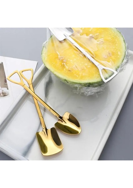 Gümüş Kürek Tipi Çok Renkli Dondurma Kaşığı Yaratıcı Kürek Şekilli Meyve Karpuz Kepçe Kahve Süt Çay Şeker Cafe Restaurant Için Karıştırma Kaşığı (Yurt Dışından) fiyatları