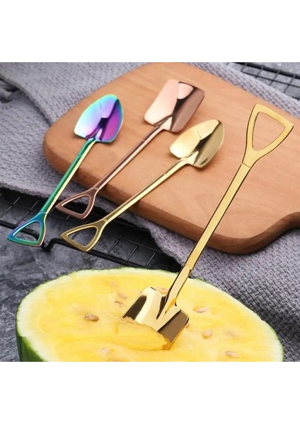 Gümüş Kürek Tipi Çok Renkli Dondurma Kaşığı Yaratıcı Kürek Şekilli Meyve Karpuz Kepçe Kahve Süt Çay Şeker Cafe Restaurant Için Karıştırma Kaşığı (Yurt Dışından) fırsatları