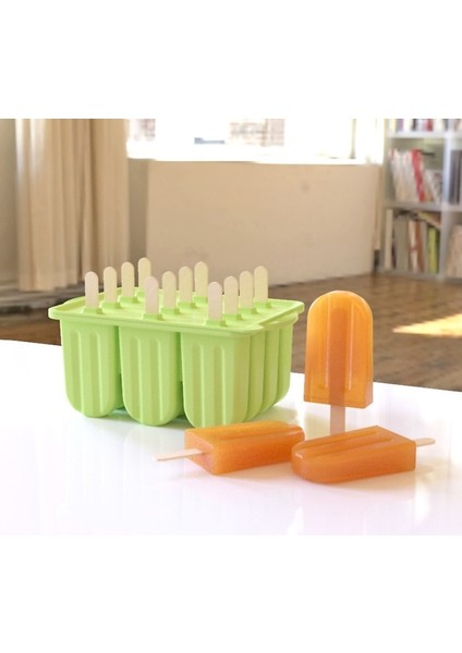 Yeşil Opp 12 Kavite Gıda Sınıfı Silikon Dondurma Kalıp Kapaklı Dıy Popsicle Kutusu Lolly Kalıp Tatlı Buz Küpü Tepsi Makinesi Mutfak Aletleri (Yurt Dışından)