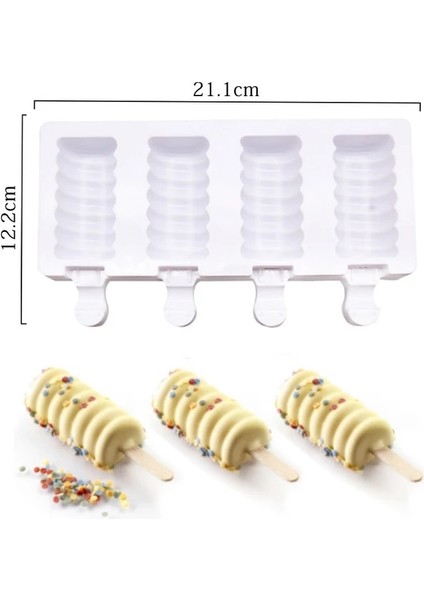 G 3/4 Delik Aşk Çizgili Silikon Dondurma Kalıp Buz Küpü Tepsi Çikolata Popsicle Kalıpları Dıy Tatlı Ev Yapımı Araçları Yeniden Kullanılabilir Kalıplar (Yurt Dışından)