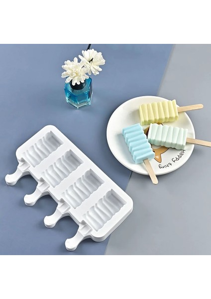 G 3/4 Delik Aşk Çizgili Silikon Dondurma Kalıp Buz Küpü Tepsi Çikolata Popsicle Kalıpları Dıy Tatlı Ev Yapımı Araçları Yeniden Kullanılabilir Kalıplar (Yurt Dışından)