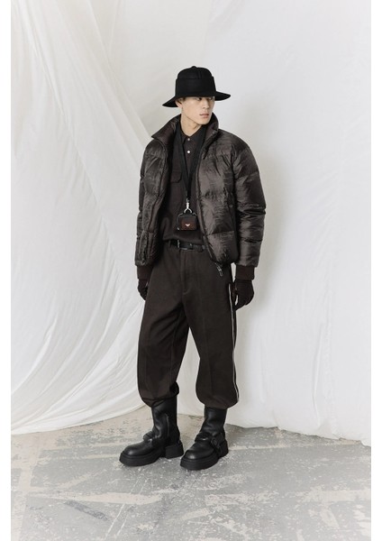 Çift Taraflı Su ve Rüzgar Geçirmez Dik Yaka Regular Fit Mont Erkek Mont 6R1B65 1nvsz F556