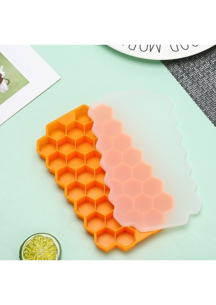 Turuncu 37 Izgara Petek Silikon Buz Küpü Kalıp Kapaklı Yeniden Kullanılabilir Gıda Sınıfı Buz Kalıbı Kalıp Yaz Suyu Şarap Mutfak Aletleri Için (Yurt Dışından)